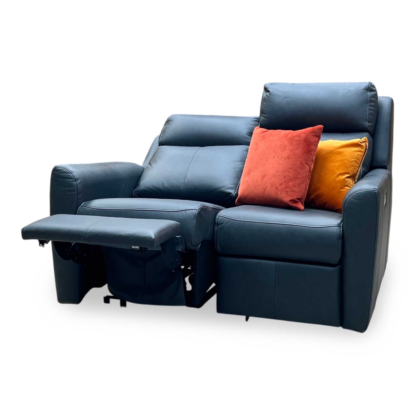 G Plan ‘Wren’ L852 Cambridge Petrol Blue Leather 2 Seater Power Recliner Sofa Furniture Village