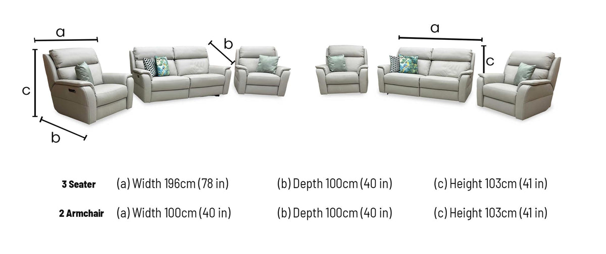 Nicoletti 'Vito' Torello Tortora 328 Grey Leather 3 Seater Power Recliner Sofa with Power Headrests and Power Lumbar + Power Chair + Power Chair Furniture Village