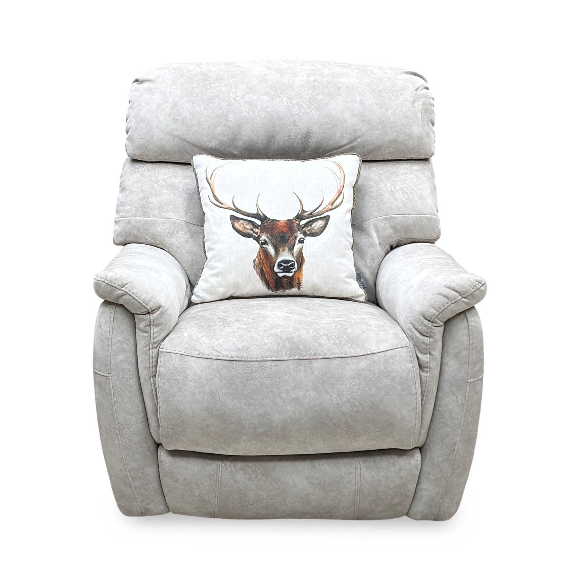 'Chicago' Cream Velvet Fabric Power Recliner Chair Furniture Village