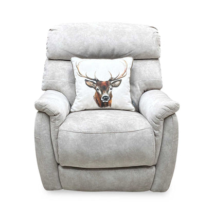 'Chicago' Cream Velvet Fabric Power Recliner Chair Furniture Village