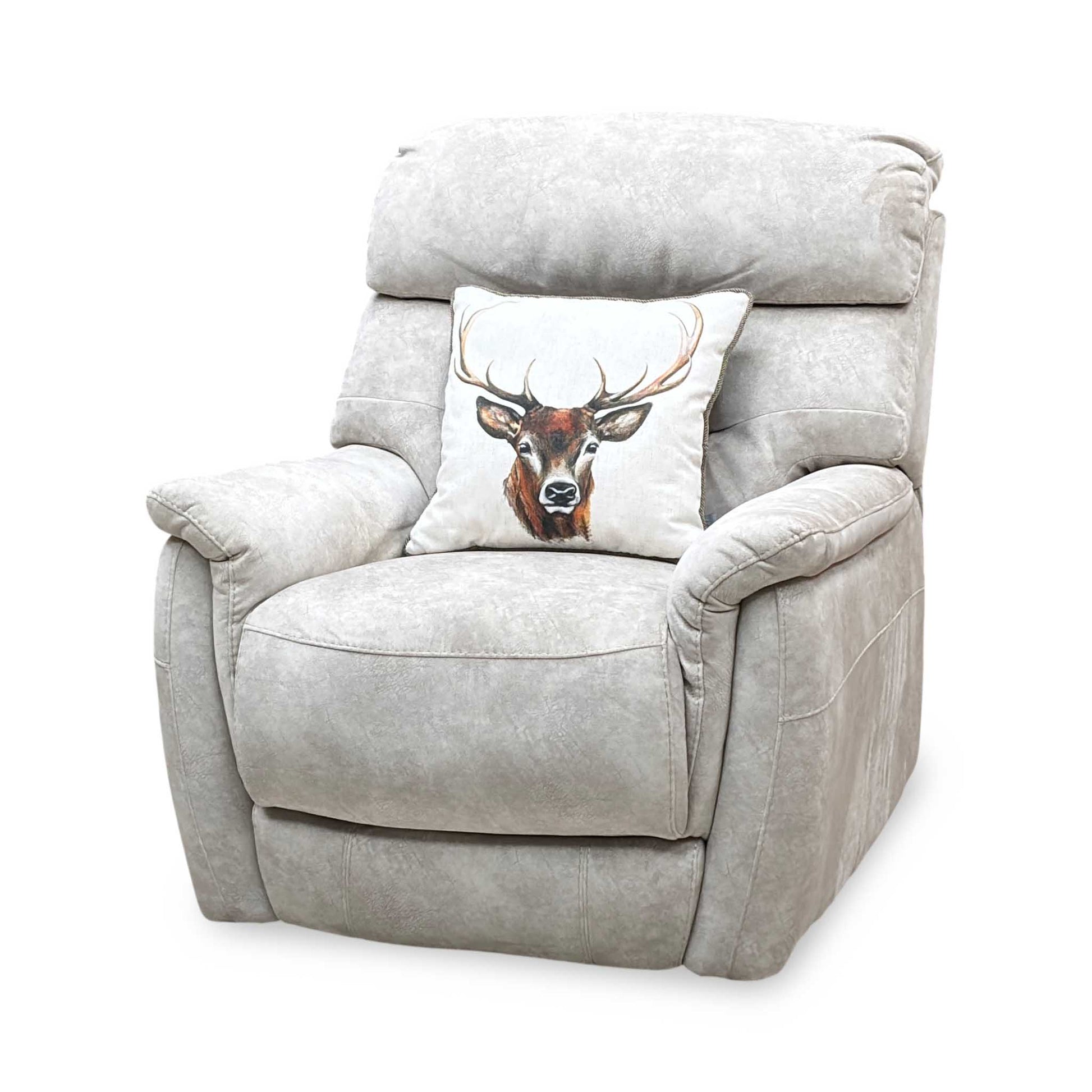 'Chicago' Cream Velvet Fabric Power Recliner Chair Furniture Village
