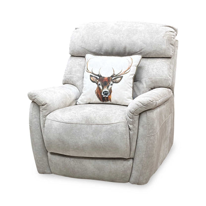 'Chicago' Cream Velvet Fabric Power Recliner Chair Furniture Village