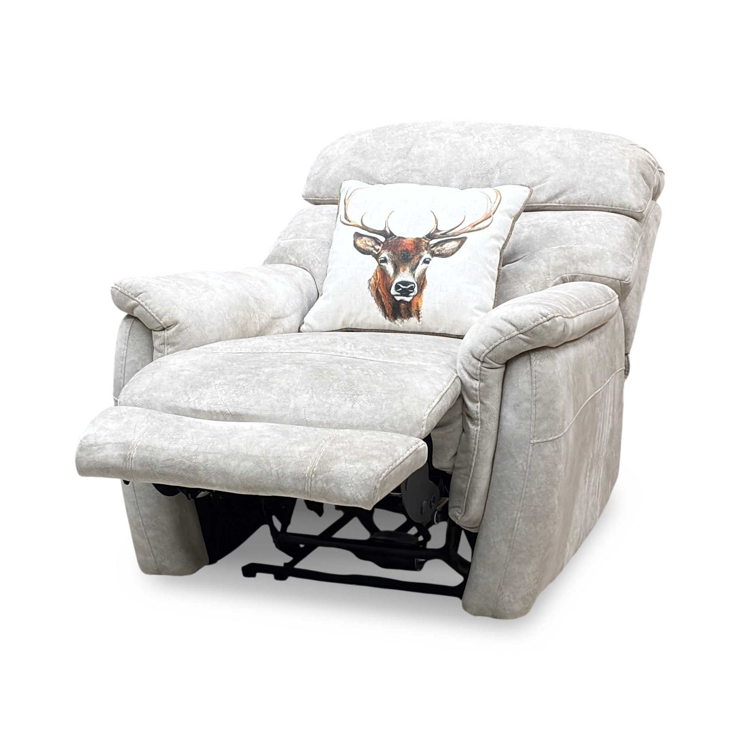 'Chicago' Cream Velvet Fabric Power Recliner Chair Furniture Village