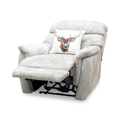 'Chicago' Cream Velvet Fabric Power Recliner Chair Furniture Village