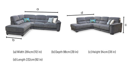 ‘Nova’ Sfa-Pey-R08 Graphite Grey Velvet Fabric Left Hand Facing Power Recliner Chaise End Sofa with Power Headrest Furniture Village