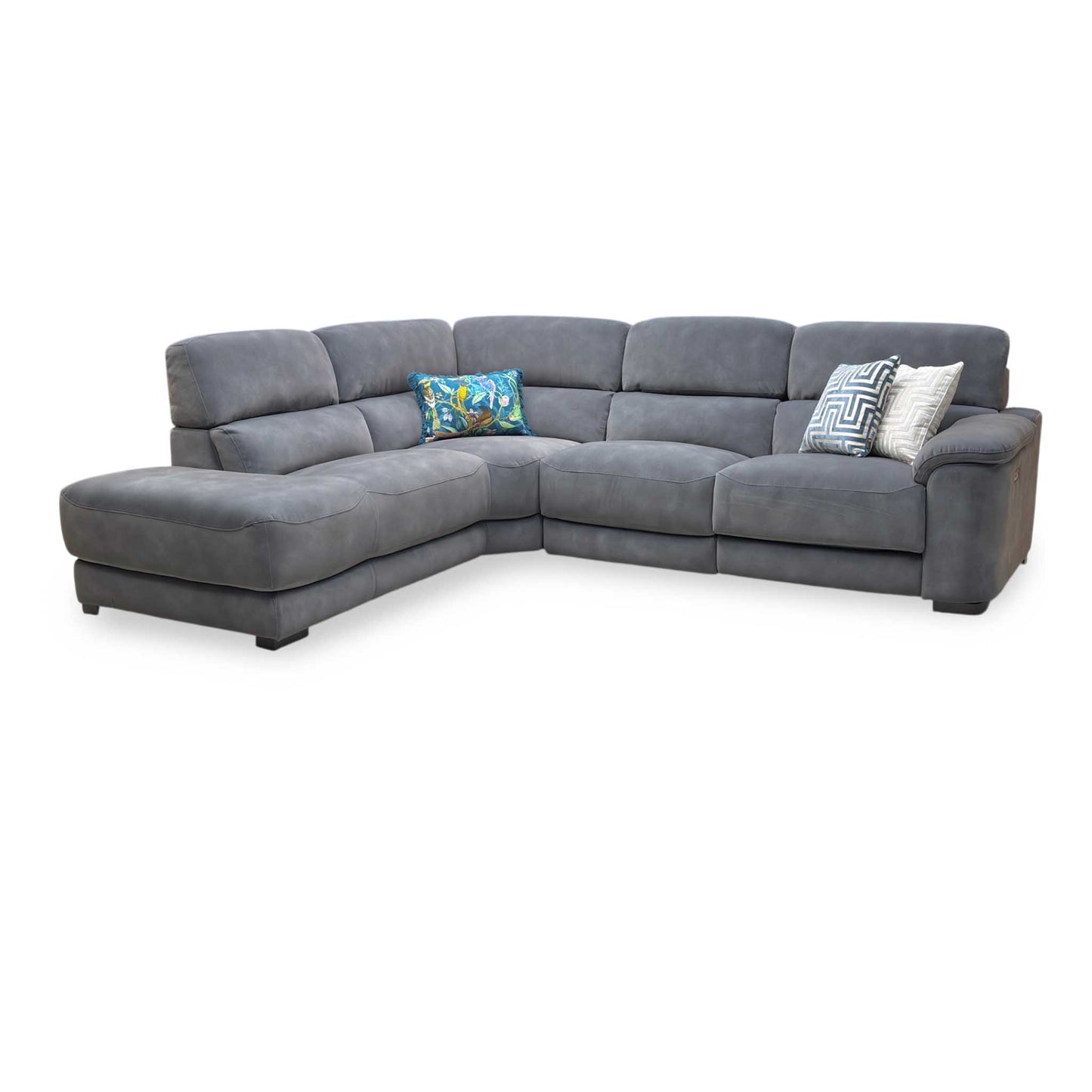 ‘Nova’ Sfa-Pey-R08 Graphite Grey Velvet Fabric Left Hand Facing Power Recliner Chaise End Sofa with Power Headrest Furniture Village