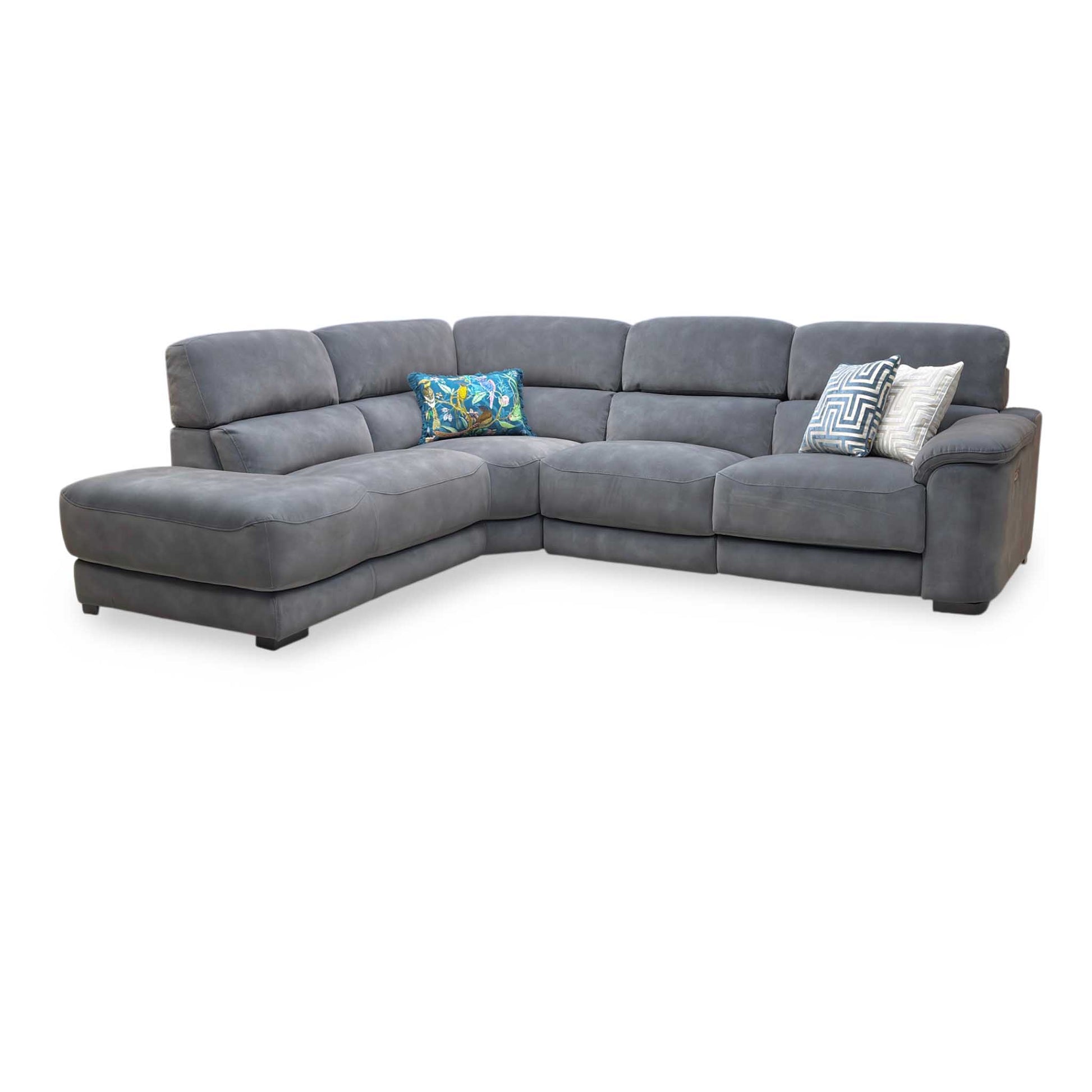 ‘Nova’ Sfa-Pey-R08 Graphite Grey Velvet Fabric Left Hand Facing Power Recliner Chaise End Sofa with Power Headrest Furniture Village