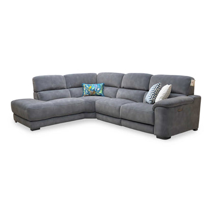 ‘Nova’ Sfa-Pey-R08 Graphite Grey Velvet Fabric Left Hand Facing Power Recliner Chaise End Sofa with Power Headrest Furniture Village