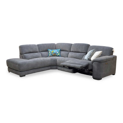 ‘Nova’ Sfa-Pey-R08 Graphite Grey Velvet Fabric Left Hand Facing Power Recliner Chaise End Sofa with Power Headrest Furniture Village