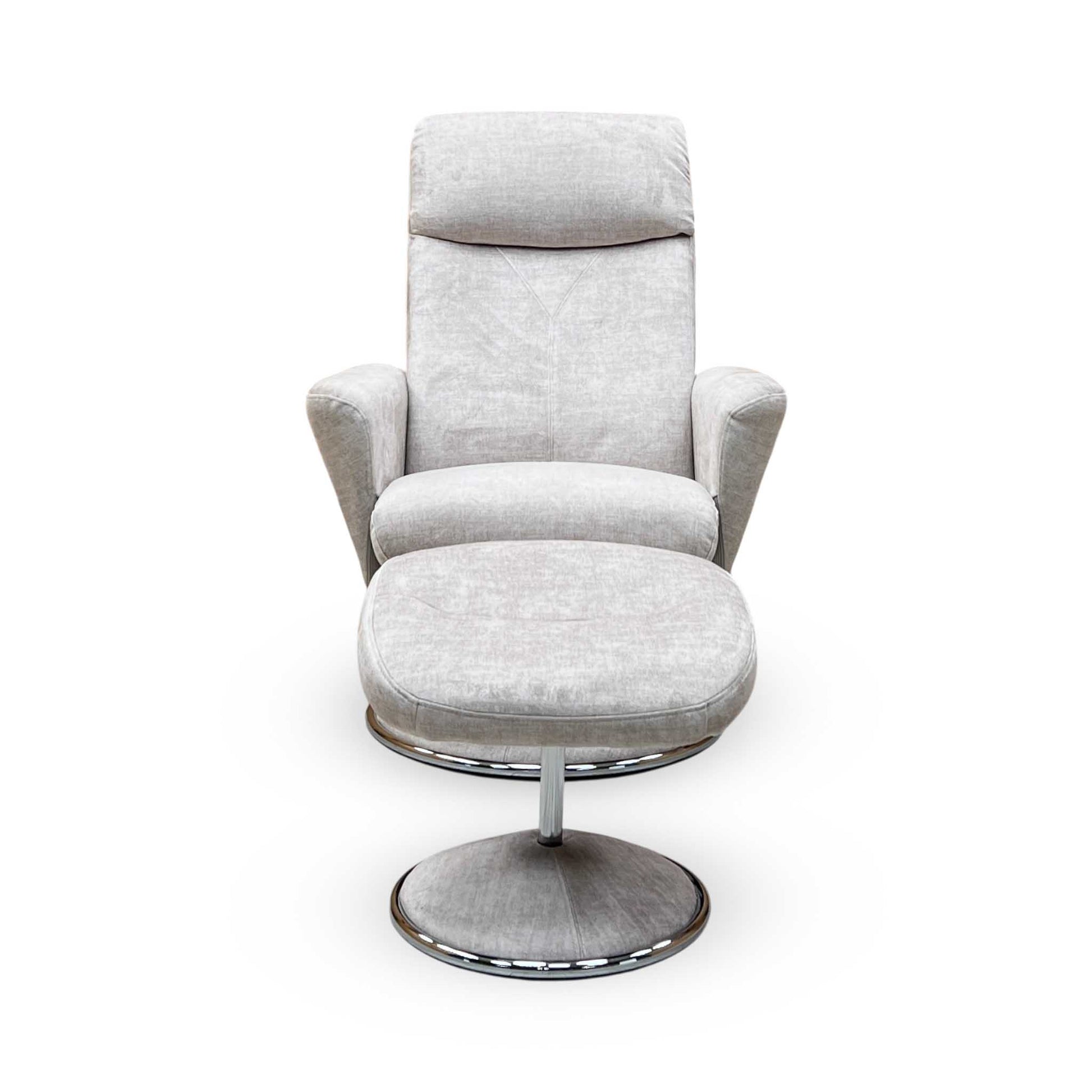 'Nice’ Champagne Ivory Fabric Swivel Recliner Chair and Footstool Furniture Village