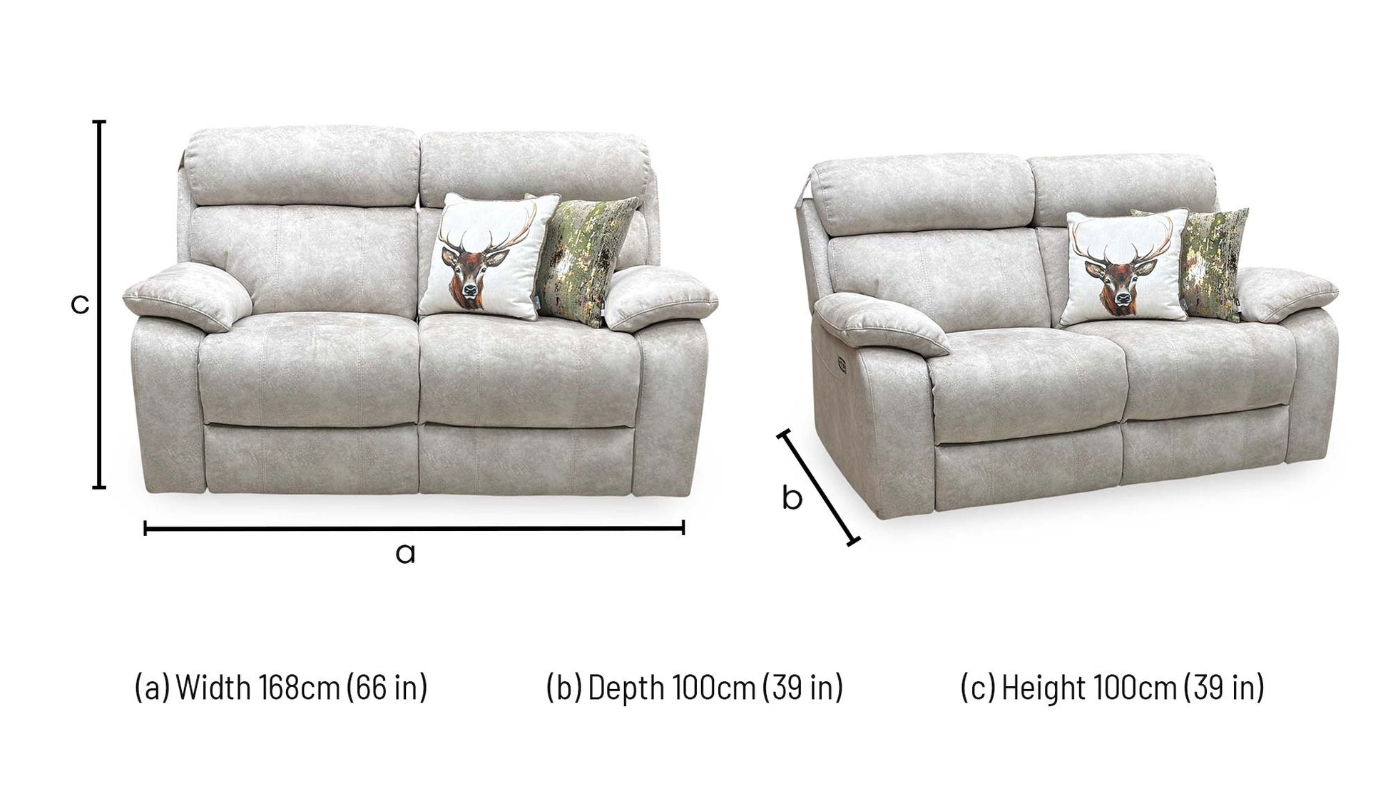 ‘Moreno’ Bfa-Bnn-R26 Cream Velvet Fabric 2 Seater Power Recliner Sofa with Power Headrests Furniture Village