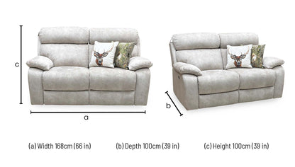 ‘Moreno’ Bfa-Bnn-R26 Cream Velvet Fabric 2 Seater Power Recliner Sofa with Power Headrests Furniture Village