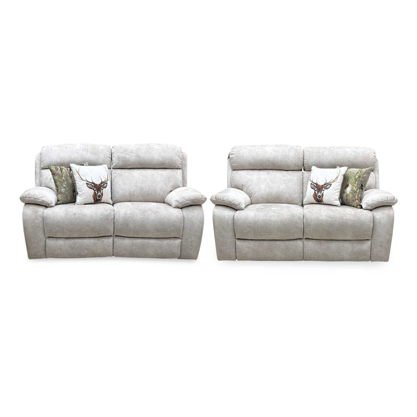 'Moreno' Bfa-Bnn-R26 Cream Velvet Fabric 2 Seater Power Recliner with Power Headrests + 2 Seater Power Recliner Sofa Set Furniture Village