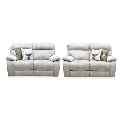 'Moreno' Bfa-Bnn-R26 Cream Velvet Fabric 2 Seater Power Recliner with Power Headrests + 2 Seater Power Recliner Sofa Set Furniture Village