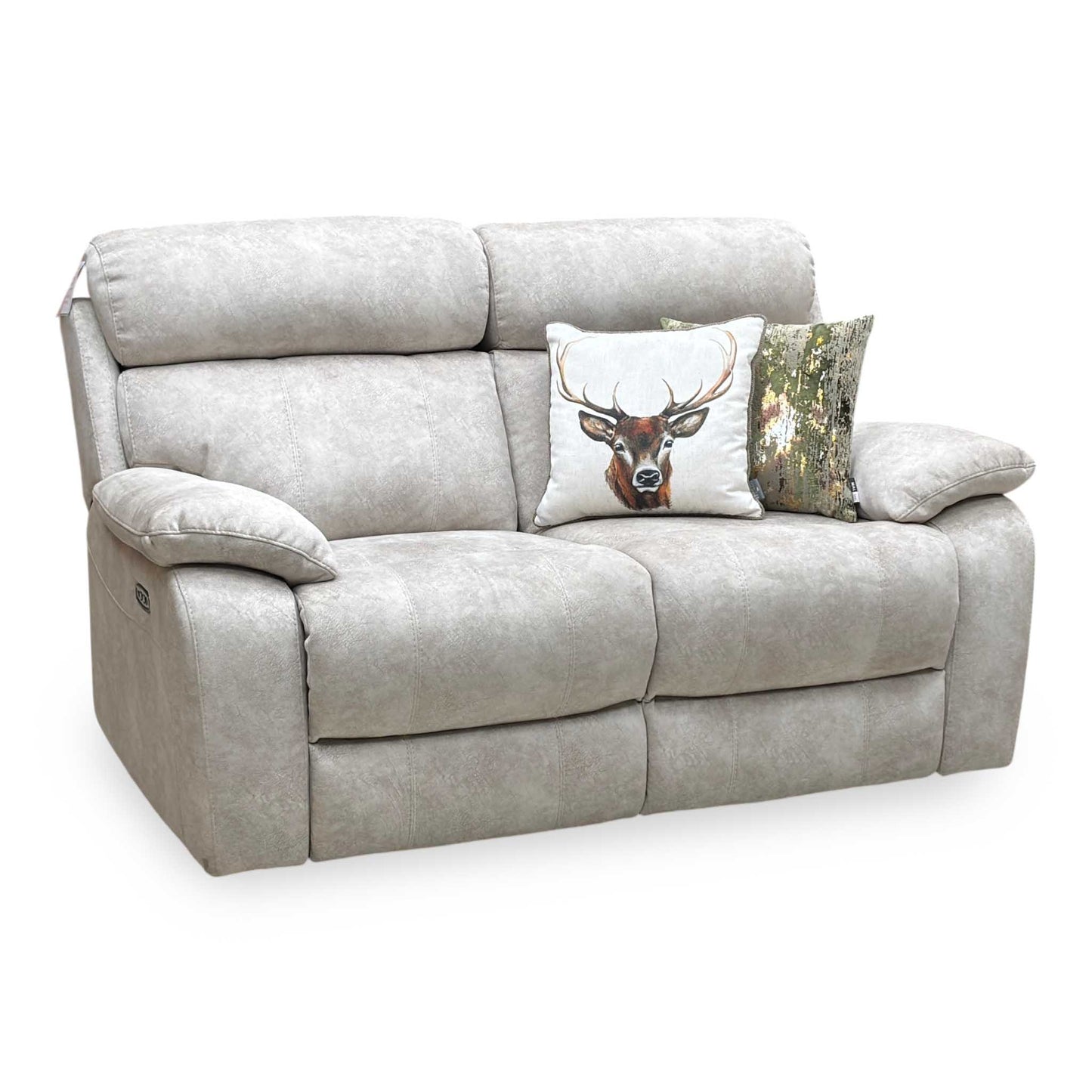 ‘Moreno’ Bfa-Bnn-R26 Cream Velvet Fabric 2 Seater Power Recliner Sofa with Power Headrests Furniture Village