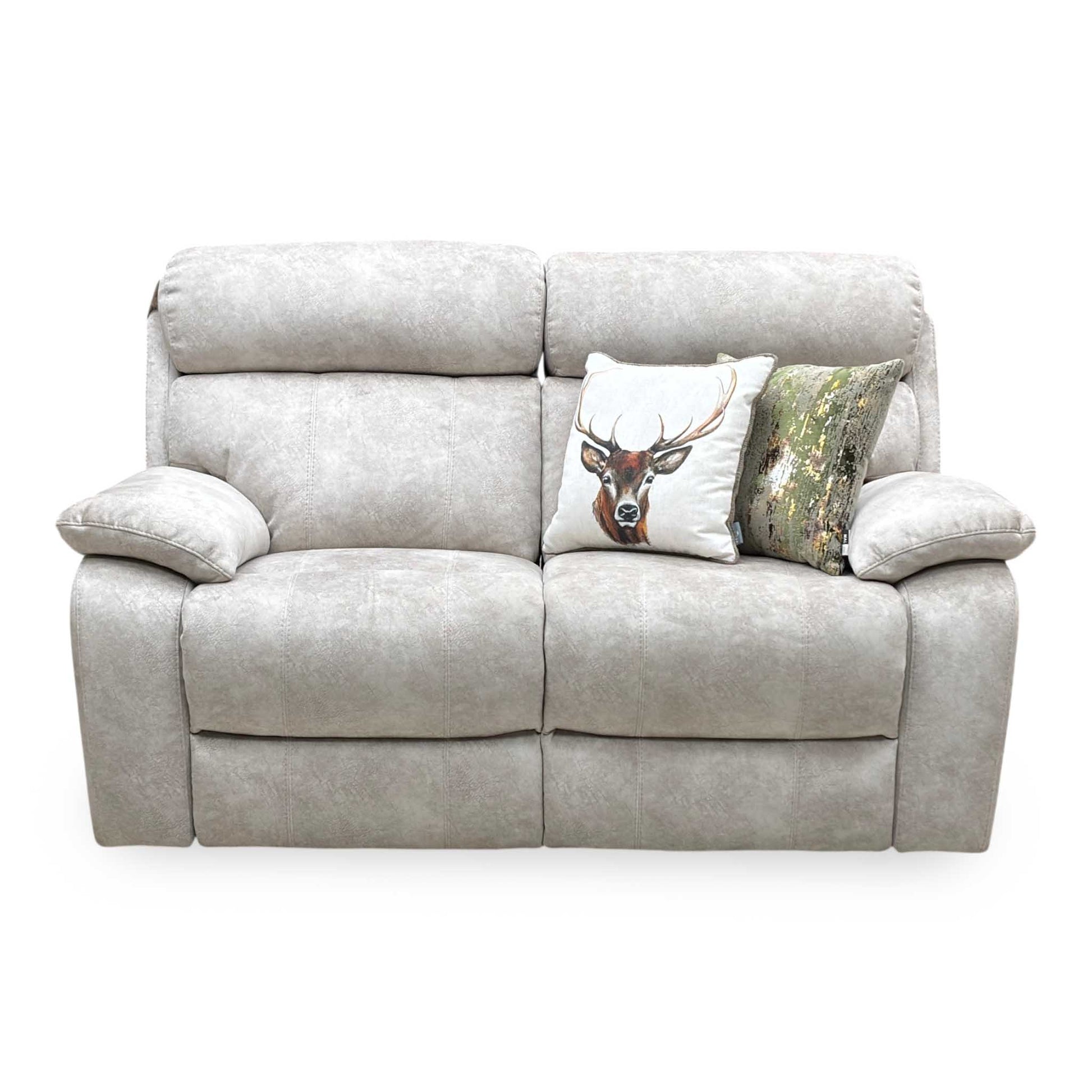 ‘Moreno’ Bfa-Bnn-R26 Cream Velvet Fabric 2 Seater Power Recliner Sofa with Power Headrests Furniture Village