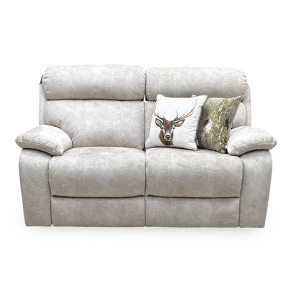 ‘Moreno’ Bfa-Bnn-R26 Cream Velvet Fabric 2 Seater Power Recliner Sofa with Power Headrests Furniture Village
