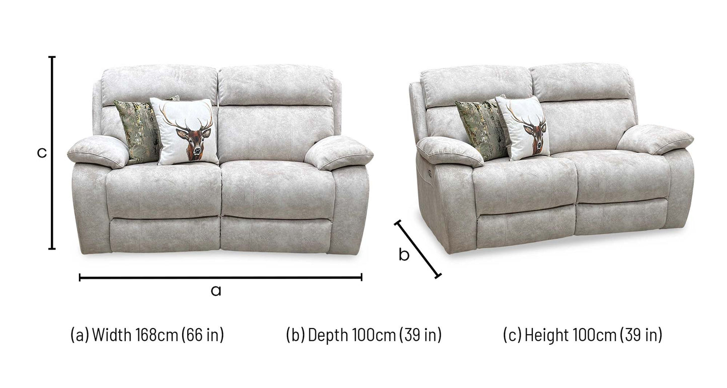 ‘Moreno’ Bfa-Bnn-R26 Cream Velvet Fabric 2 Seater Power Recliner Sofa Furniture Village