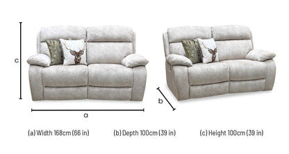‘Moreno’ Bfa-Bnn-R26 Cream Velvet Fabric 2 Seater Power Recliner Sofa Furniture Village