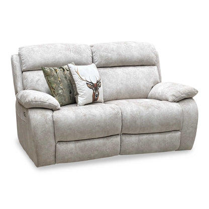 ‘Moreno’ Bfa-Bnn-R26 Cream Velvet Fabric 2 Seater Power Recliner Sofa Furniture Village