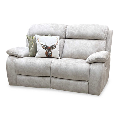 ‘Moreno’ Bfa-Bnn-R26 Cream Velvet Fabric 2 Seater Power Recliner Sofa