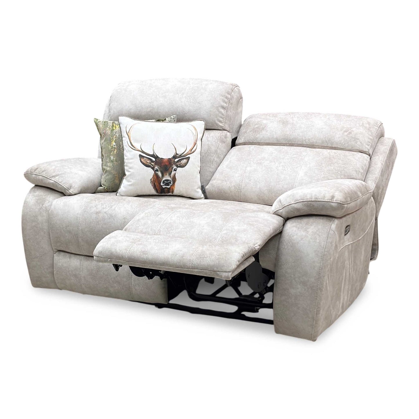 ‘Moreno’ Bfa-Bnn-R26 Cream Velvet Fabric 2 Seater Power Recliner Sofa Furniture Village