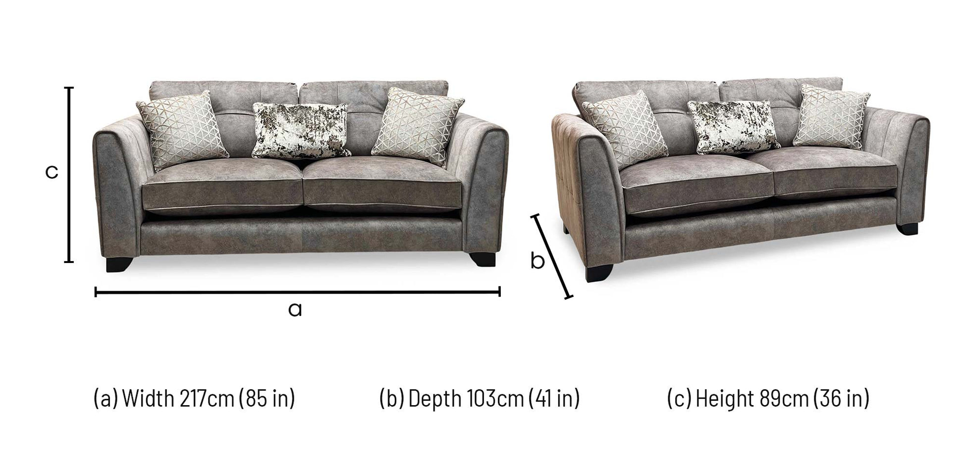 ‘Mariah’ Dapple Chocolate-Tri No Insert Velvet Fabric 3 Seater Classic Back Sofa Furniture Village