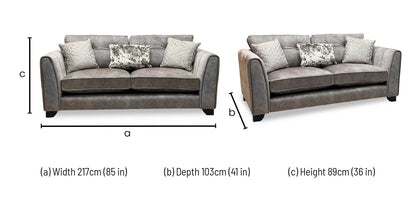 ‘Mariah’ Dapple Chocolate-Tri No Insert Velvet Fabric 3 Seater Classic Back Sofa Furniture Village