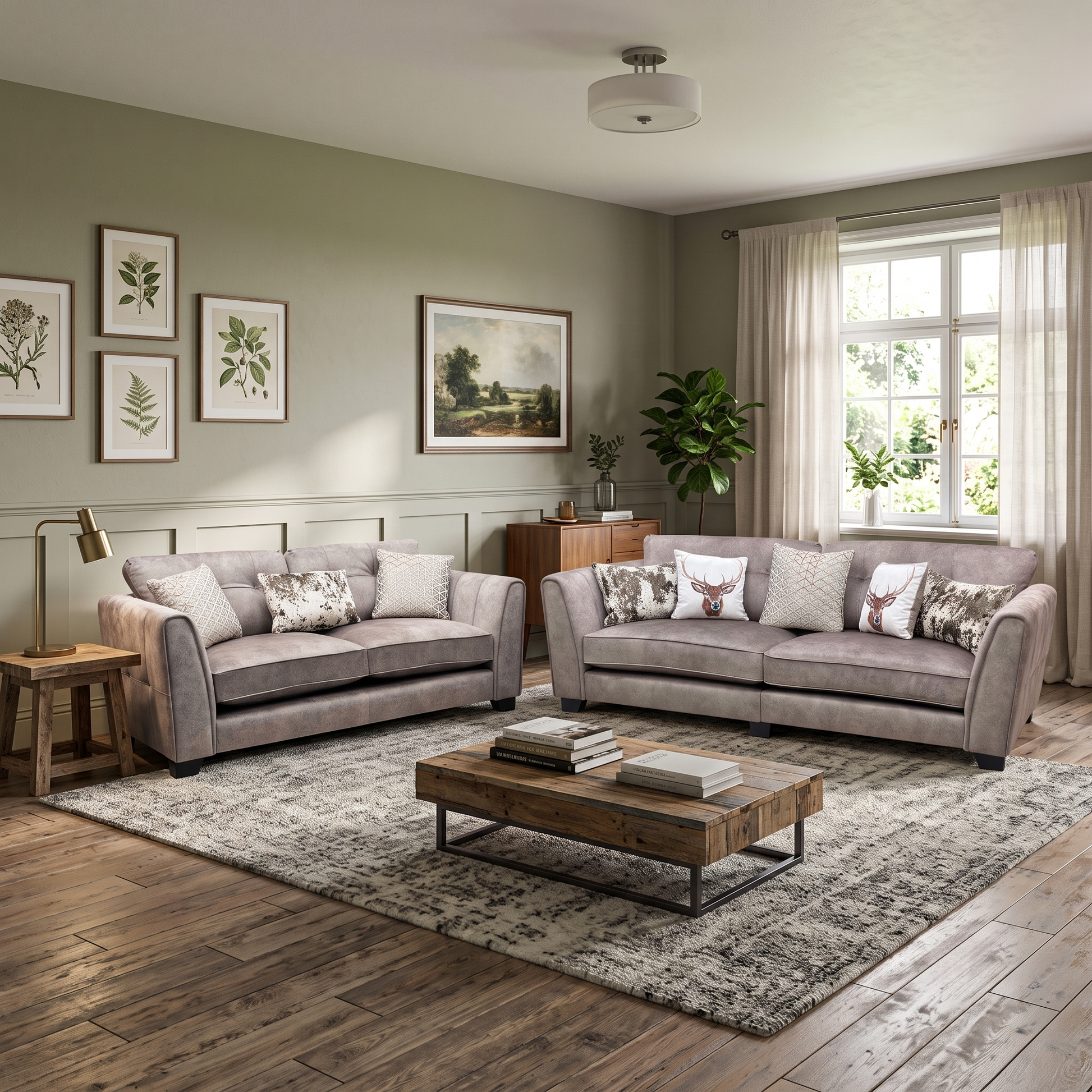 'Mariah' 4 Seater Split Frame + 3 Seater Classic Back Dapple Chocolate-Tri No Insert Velvet Fabric Sofa Set Furniture Village