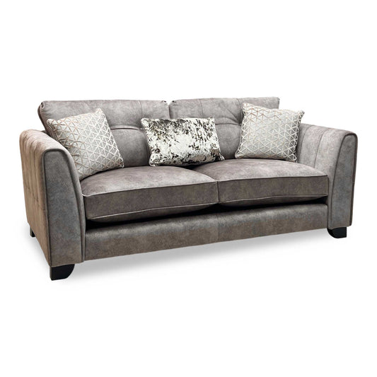 ‘Mariah’ Dapple Chocolate-Tri No Insert Velvet Fabric 3 Seater Classic Back Sofa Furniture Village