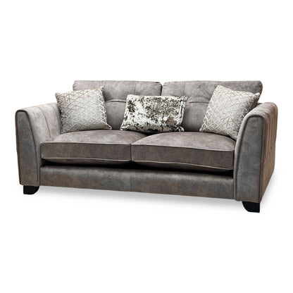 ‘Mariah’ Dapple Chocolate-Tri No Insert Velvet Fabric 3 Seater Classic Back Sofa Furniture Village