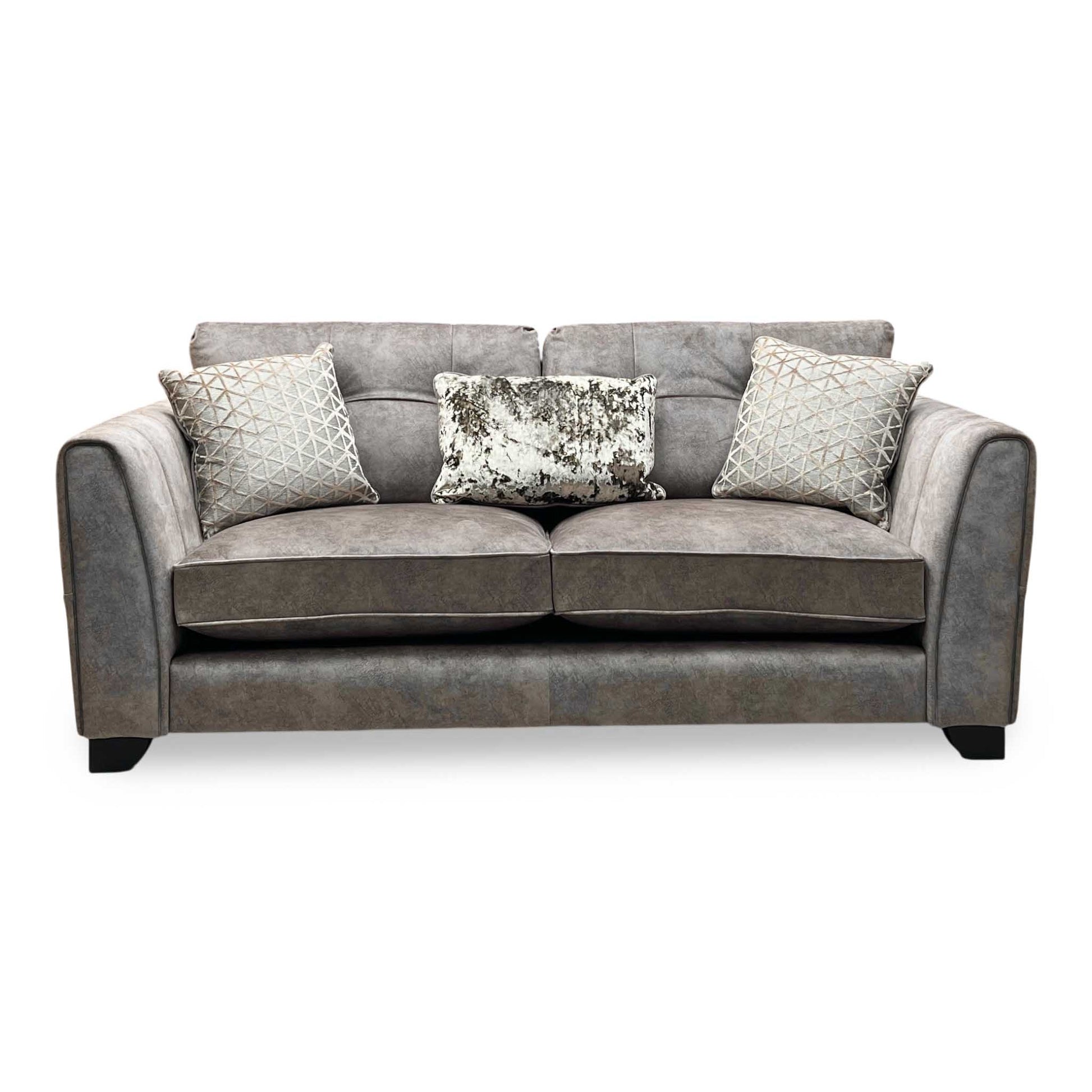 ‘Mariah’ Dapple Chocolate-Tri No Insert Velvet Fabric 3 Seater Classic Back Sofa Furniture Village