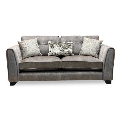 ‘Mariah’ Dapple Chocolate-Tri No Insert Velvet Fabric 3 Seater Classic Back Sofa Furniture Village