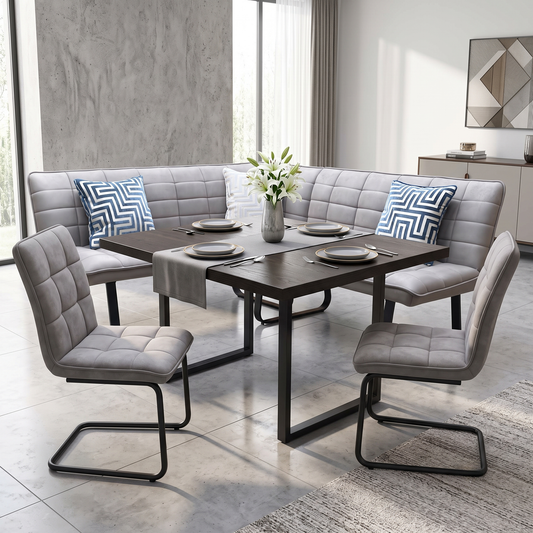 ‘Luno’ Taupe Faux Leather Left Hand Facing Corner Bench Furniture Village