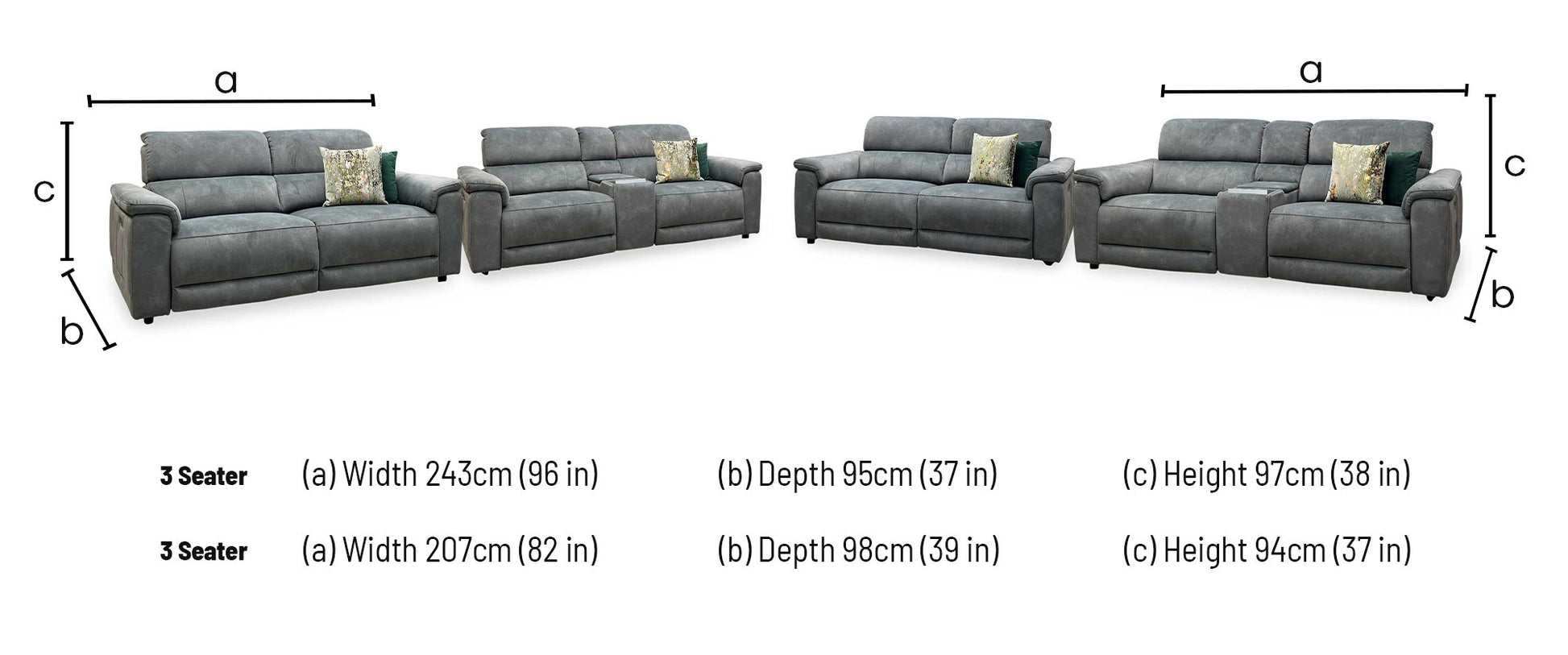 ‘Genius’ Dexter Moss Green Velvet Fabric 3 Seater Power Recliner + 3 Seater Power Recliner Media Sofa Set with Power Headrest, Power Lumbar and Bluetooth Speakers Furniture Village