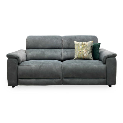 ‘Genius’ Dexter Moss Green Velvet Fabric 3 Seater Power Recliner Sofa with Power Headrests Furniture Village
