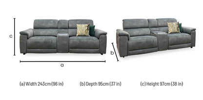 'Genius' Dexter Moss Green Velvet Fabric 3 Seater Power Recliner Media Sofa with Power Headrest, Power Lumbar and Bluetooth Speakers Furniture Village