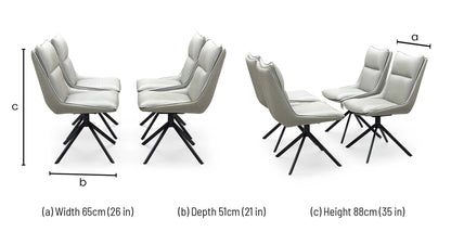 ‘Catalina’ Taupe Faux Leather Set of 4 Swivel Dining Chairs Furniture Village