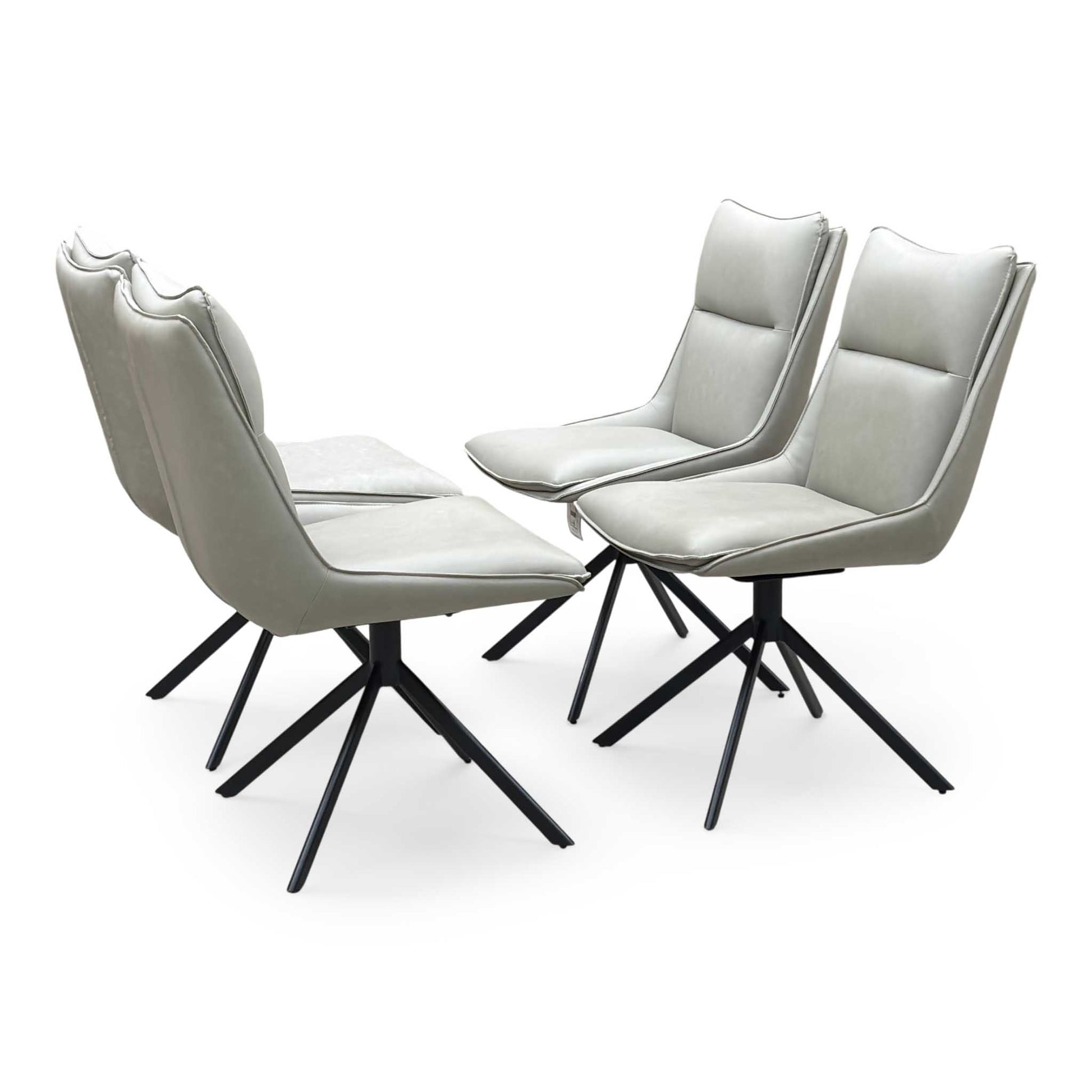 ‘Catalina’ Taupe Faux Leather Set of 4 Swivel Dining Chairs Furniture Village