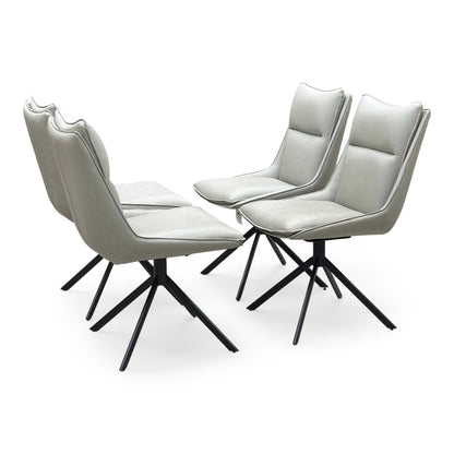 ‘Catalina’ Taupe Faux Leather Set of 4 Swivel Dining Chairs Furniture Village