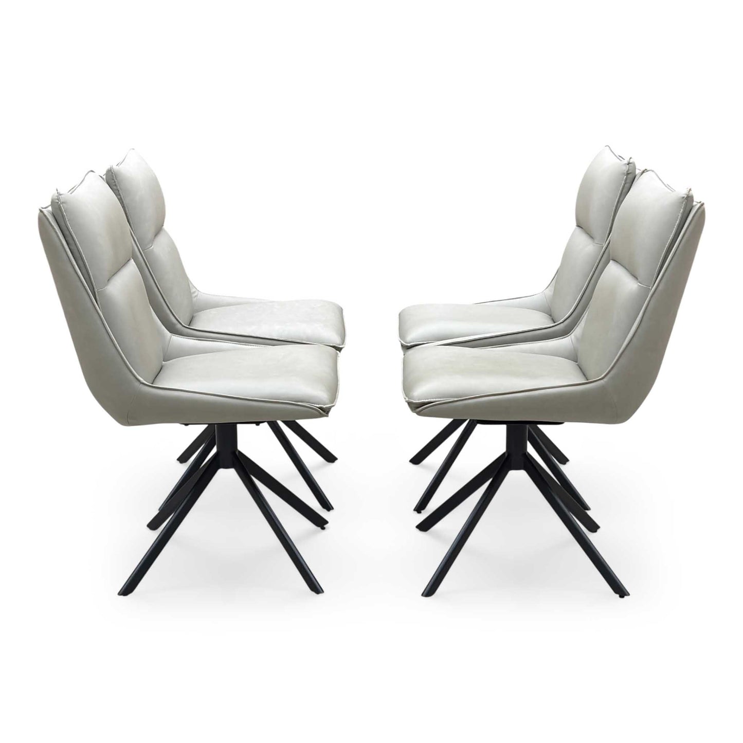 ‘Catalina’ Taupe Faux Leather Set of 4 Swivel Dining Chairs Furniture Village