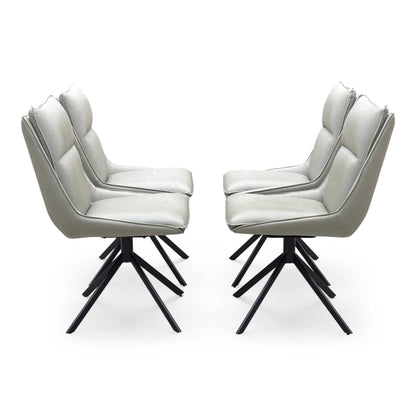 ‘Catalina’ Taupe Faux Leather Set of 4 Swivel Dining Chairs Furniture Village