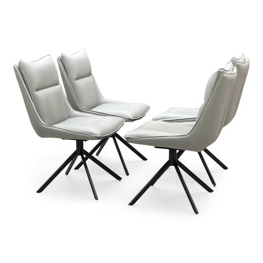 ‘Catalina’ Taupe Faux Leather Set of 4 Swivel Dining Chairs Furniture Village