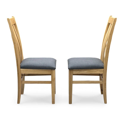 Furnitureland 'Augusta' Anthracite Grey Fabric Pair of Wooden Slatted Back Dining Chairs Furniture Village
