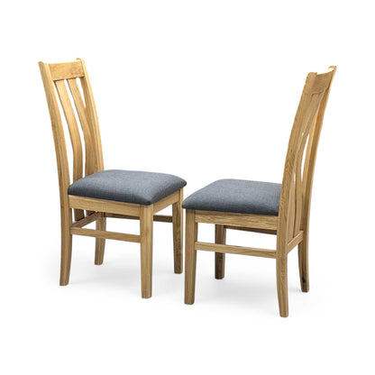 Furnitureland 'Augusta' Anthracite Grey Fabric Pair of Wooden Slatted Back Dining Chairs Furniture Village