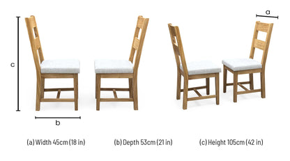Furnitureland 'Augusta' Clay Light Grey Fabric Pair of Wooden Ladderback Dining Chairs Furniture Village
