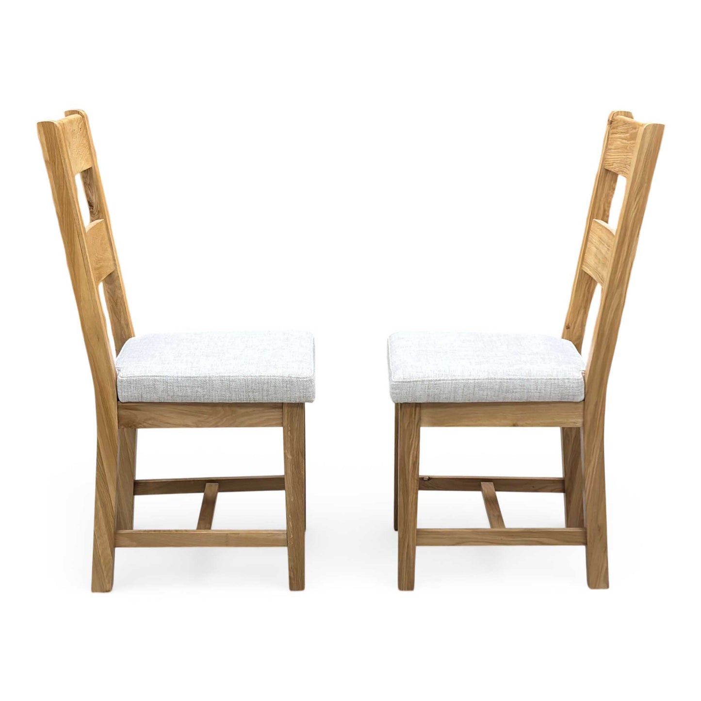 Furnitureland 'Augusta' Clay Light Grey Fabric Pair of Wooden Ladderback Dining Chairs Furniture Village