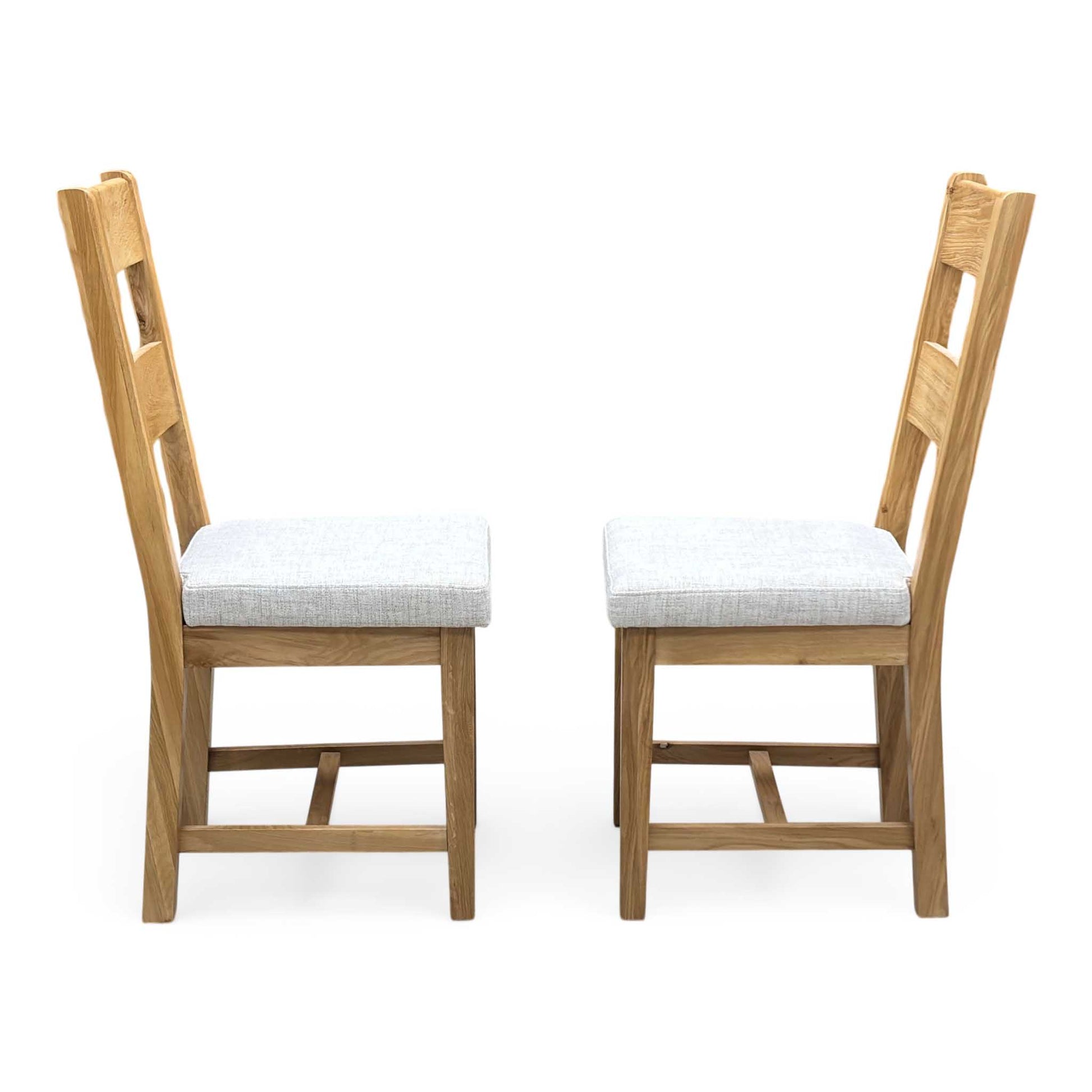 Furnitureland 'Augusta' Clay Light Grey Fabric Pair of Wooden Ladderback Dining Chairs Furniture Village