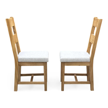 Furnitureland 'Augusta' Clay Light Grey Fabric Pair of Wooden Ladderback Dining Chairs Furniture Village