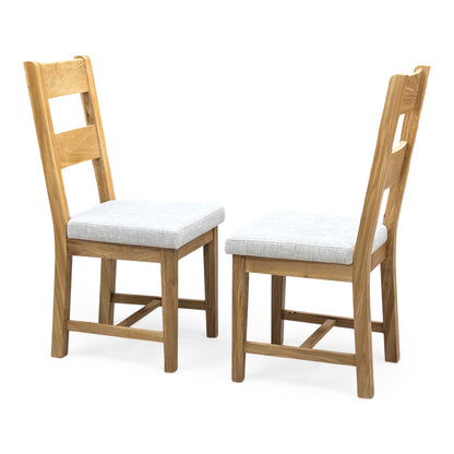 Furnitureland 'Augusta' Clay Light Grey Fabric Pair of Wooden Ladderback Dining Chairs Furniture Village